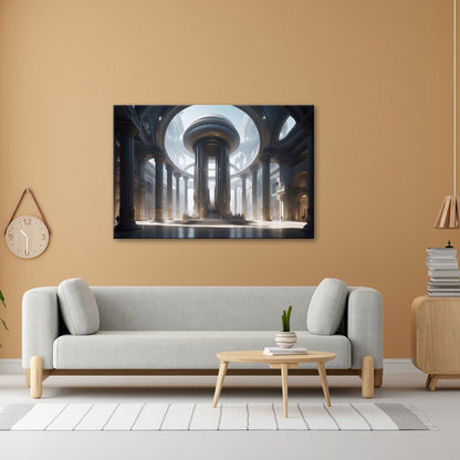 Leinwandbild Erhabene Stille – Licht durchflutet die Hallen ewiger Pracht. - deyoli