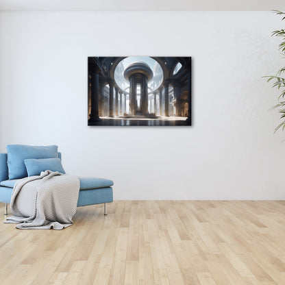 Leinwandbild Erhabene Stille – Licht durchflutet die Hallen ewiger Pracht. - deyoli