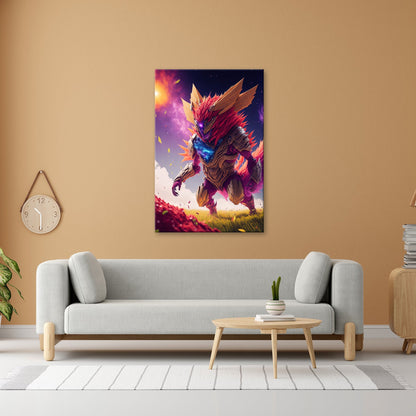 Leinwandbild Fantasiekrieger XXL – Mit glühendem Blick und Energiekern - deyoli