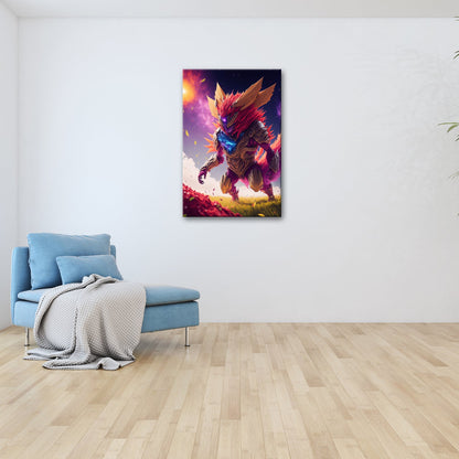 Leinwandbild Fantasiekrieger XXL – Mit glühendem Blick und Energiekern - deyoli