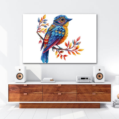 Leinwandbild Fantasievogel in farbenfrohem Kunststil - deyoli