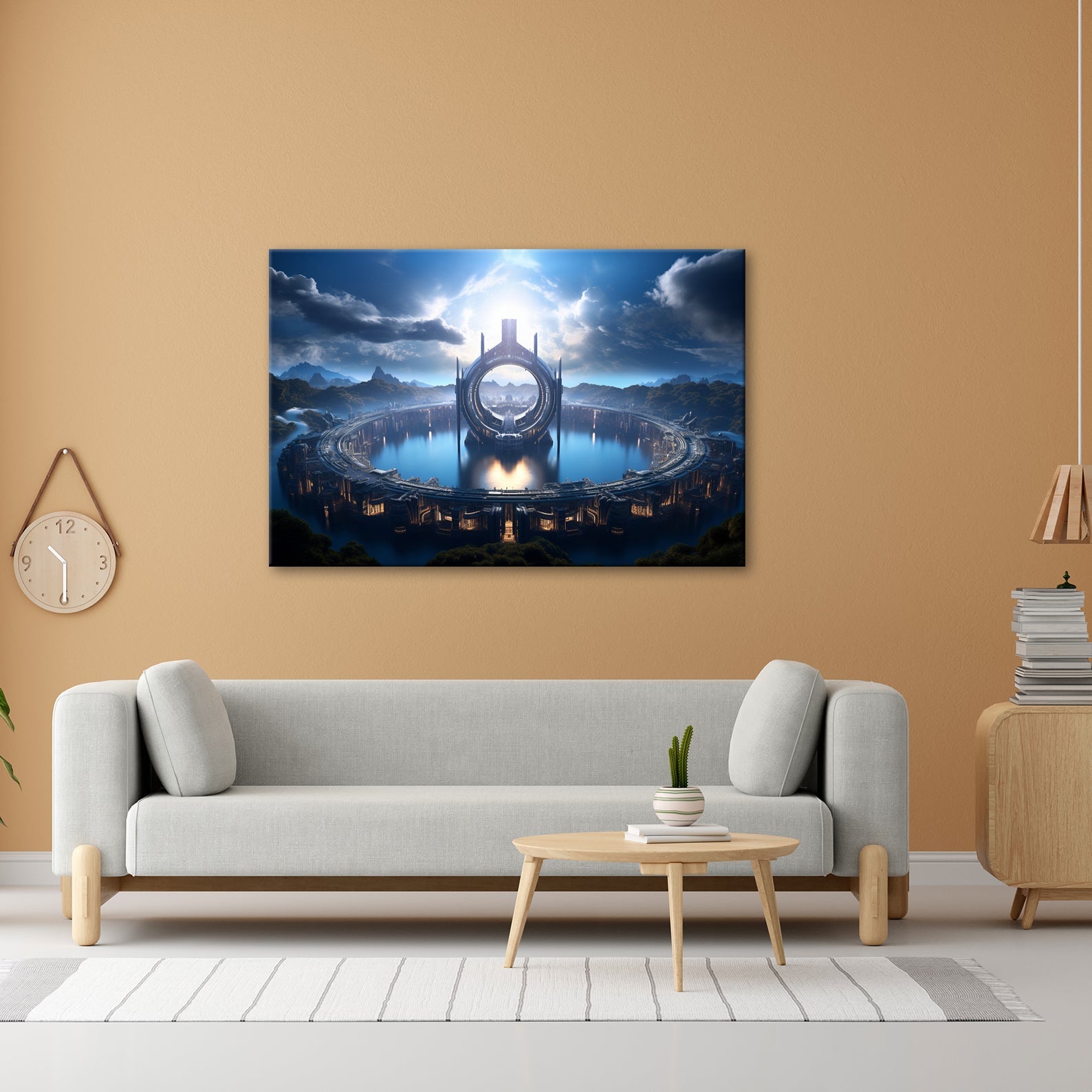 Leinwandbild Fantastische Zukunftsstadt – Himmlische Symmetrie XXL - deyoli