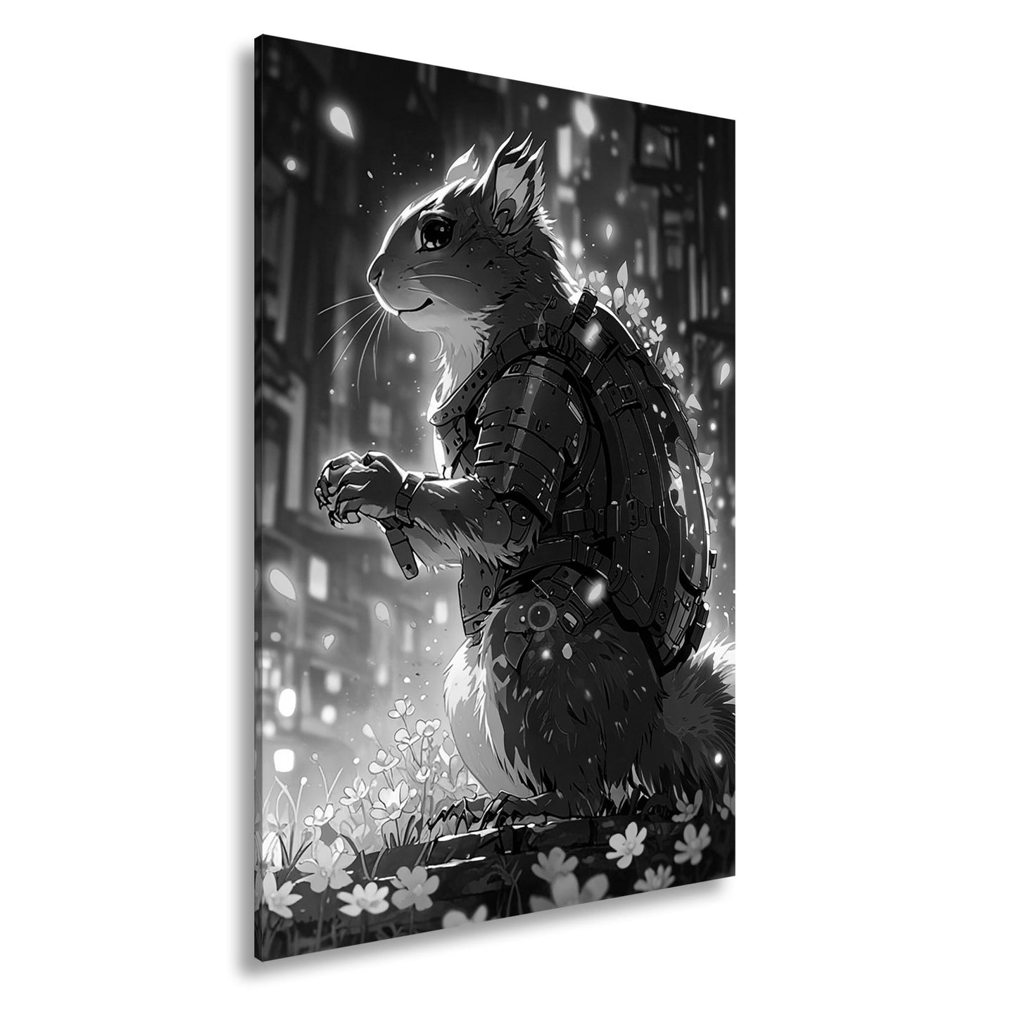 Leinwandbild Fantasy XXL – Cyber - Hamster in futuristischer Blumenwelt - deyoli