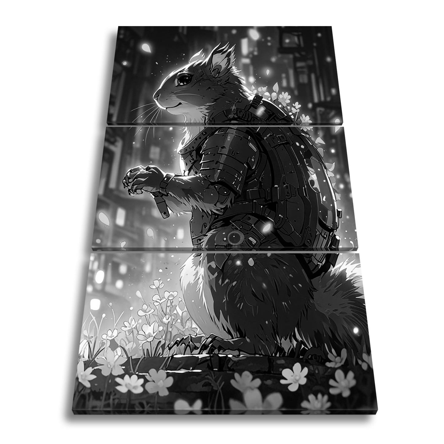 Leinwandbild Fantasy XXL – Cyber - Hamster in futuristischer Blumenwelt - deyoli