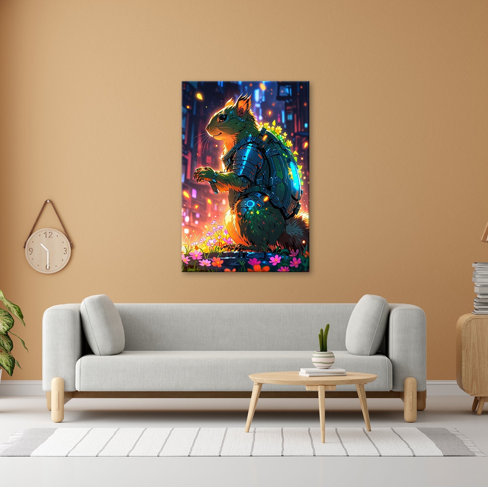 Leinwandbild Fantasy XXL – Cyber - Hamster in futuristischer Blumenwelt - deyoli