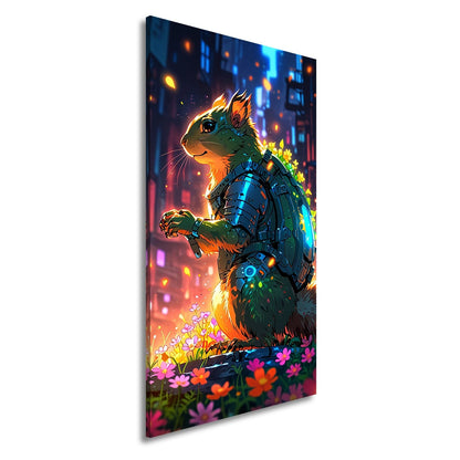 Leinwandbild Fantasy XXL – Cyber - Hamster in futuristischer Blumenwelt - deyoli