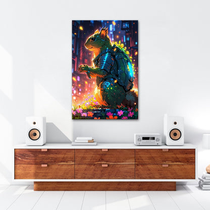 Leinwandbild Fantasy XXL – Cyber - Hamster in futuristischer Blumenwelt - deyoli