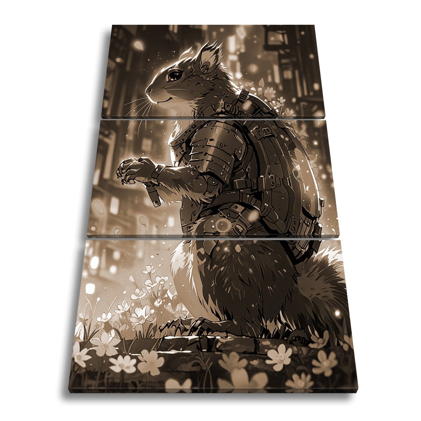 Leinwandbild Fantasy XXL – Cyber - Hamster in futuristischer Blumenwelt - deyoli
