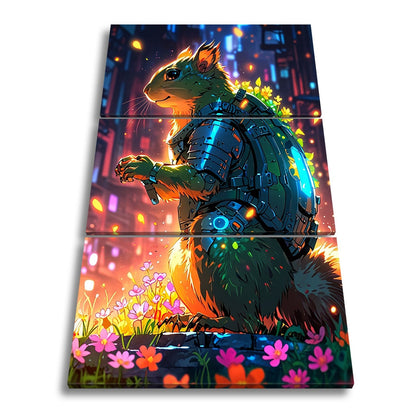 Leinwandbild Fantasy XXL – Cyber - Hamster in futuristischer Blumenwelt - deyoli