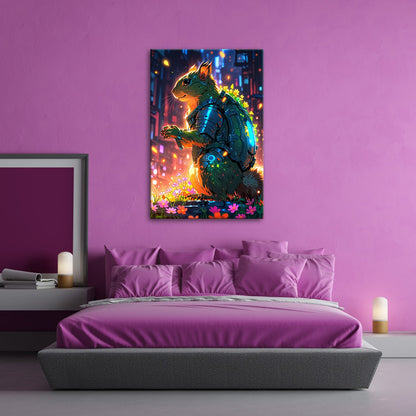 Leinwandbild Fantasy XXL – Cyber - Hamster in futuristischer Blumenwelt - deyoli