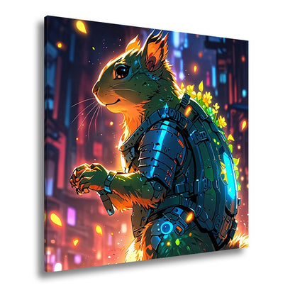 Leinwandbild Fantasy XXL – Cyber - Hamster in futuristischer Blumenwelt - deyoli