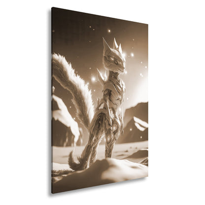 Leinwandbild Fantasy XXL – Galaktisches Wesen aus Licht, Fell & Rüstung - deyoli