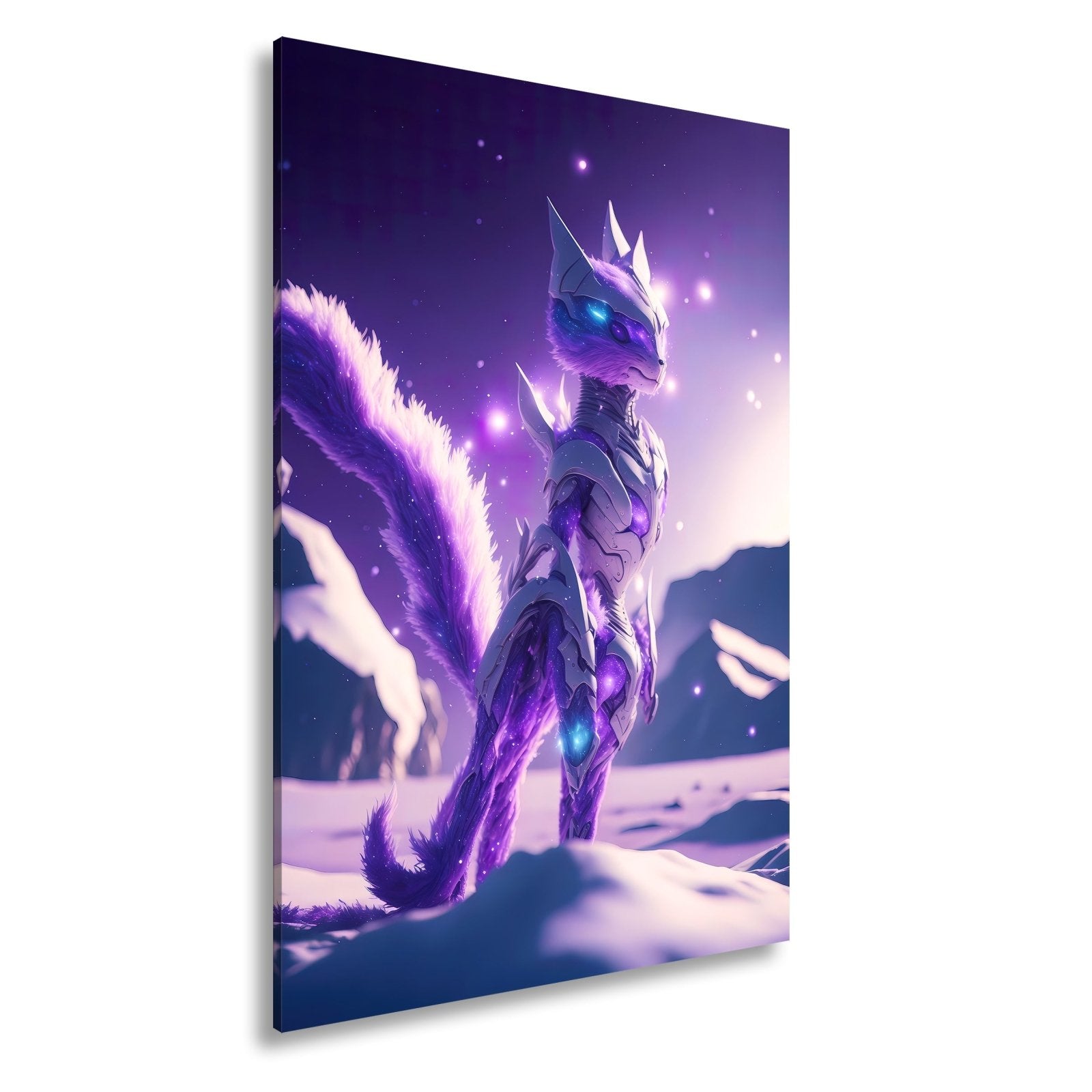 Leinwandbild Fantasy XXL – Galaktisches Wesen aus Licht, Fell & Rüstung - deyoli