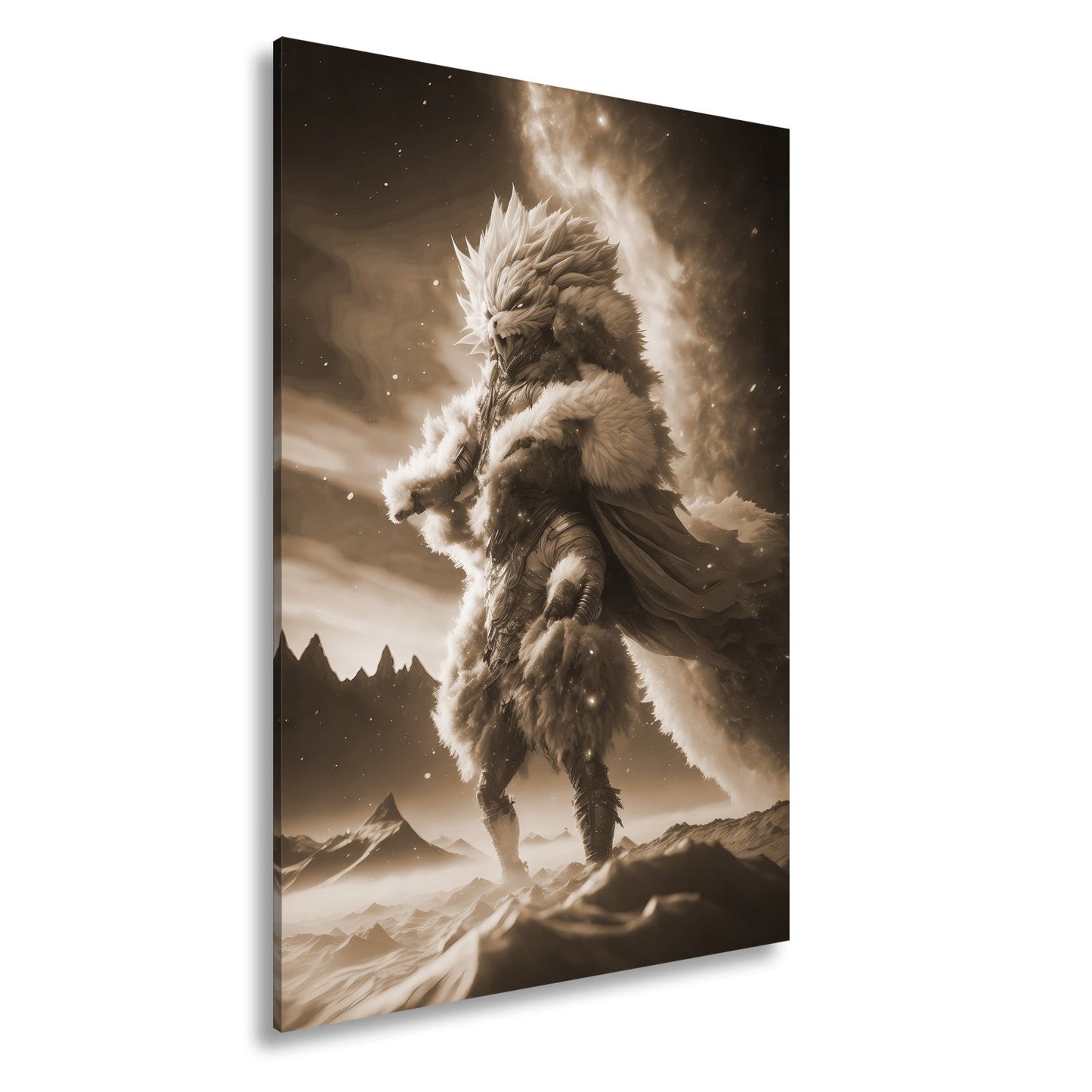 Leinwandbild Fantasy XXL – Majestätischer Löwenkrieger in galaktischer Rüstung - deyoli