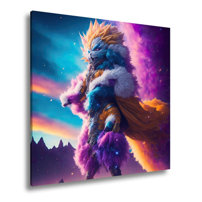 Leinwandbild Fantasy XXL – Majestätischer Löwenkrieger in galaktischer Rüstung - deyoli