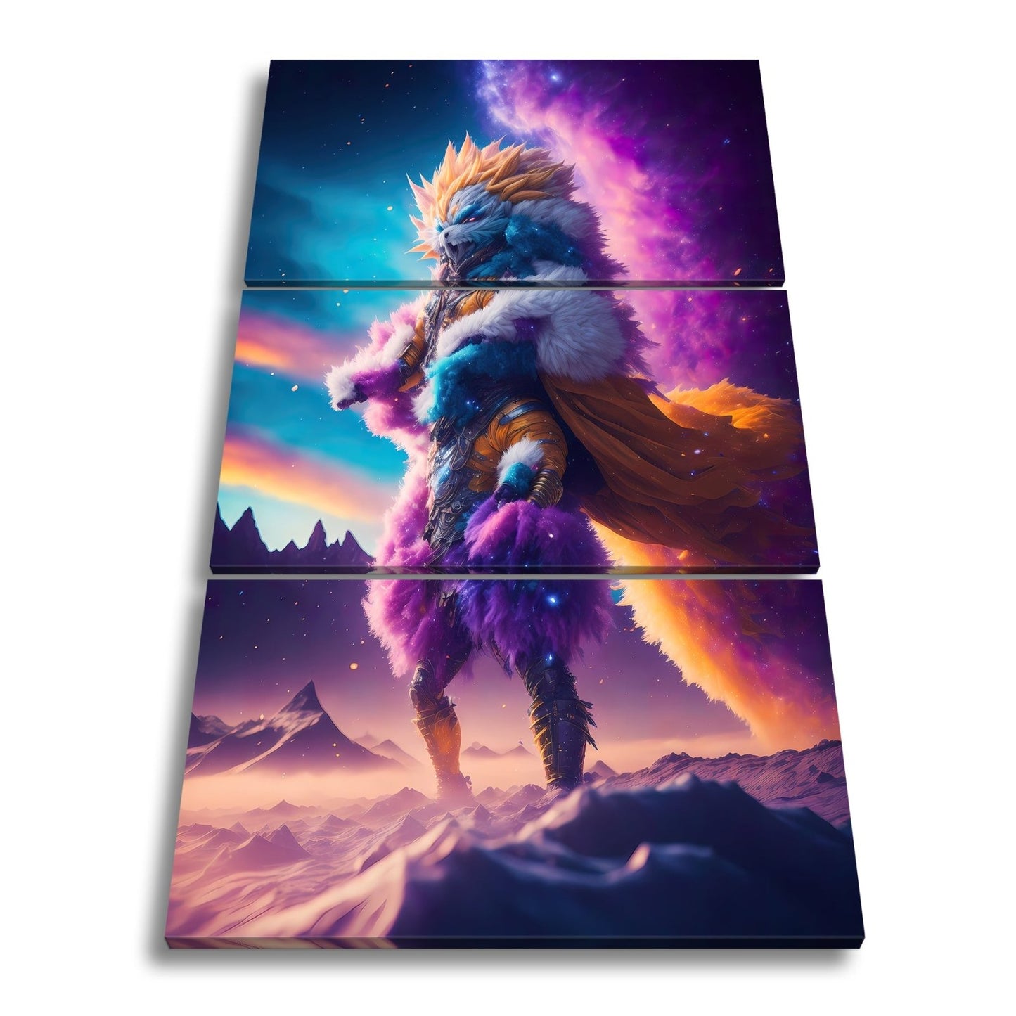 Leinwandbild Fantasy XXL – Majestätischer Löwenkrieger in galaktischer Rüstung - deyoli