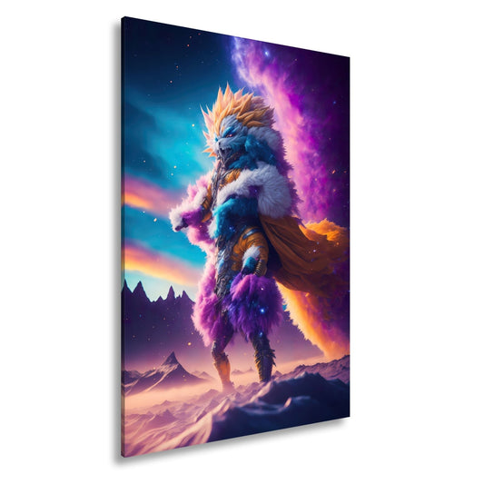 Leinwandbild Fantasy XXL – Majestätischer Löwenkrieger in galaktischer Rüstung - deyoli