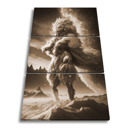 Leinwandbild Fantasy XXL – Majestätischer Löwenkrieger in galaktischer Rüstung - deyoli