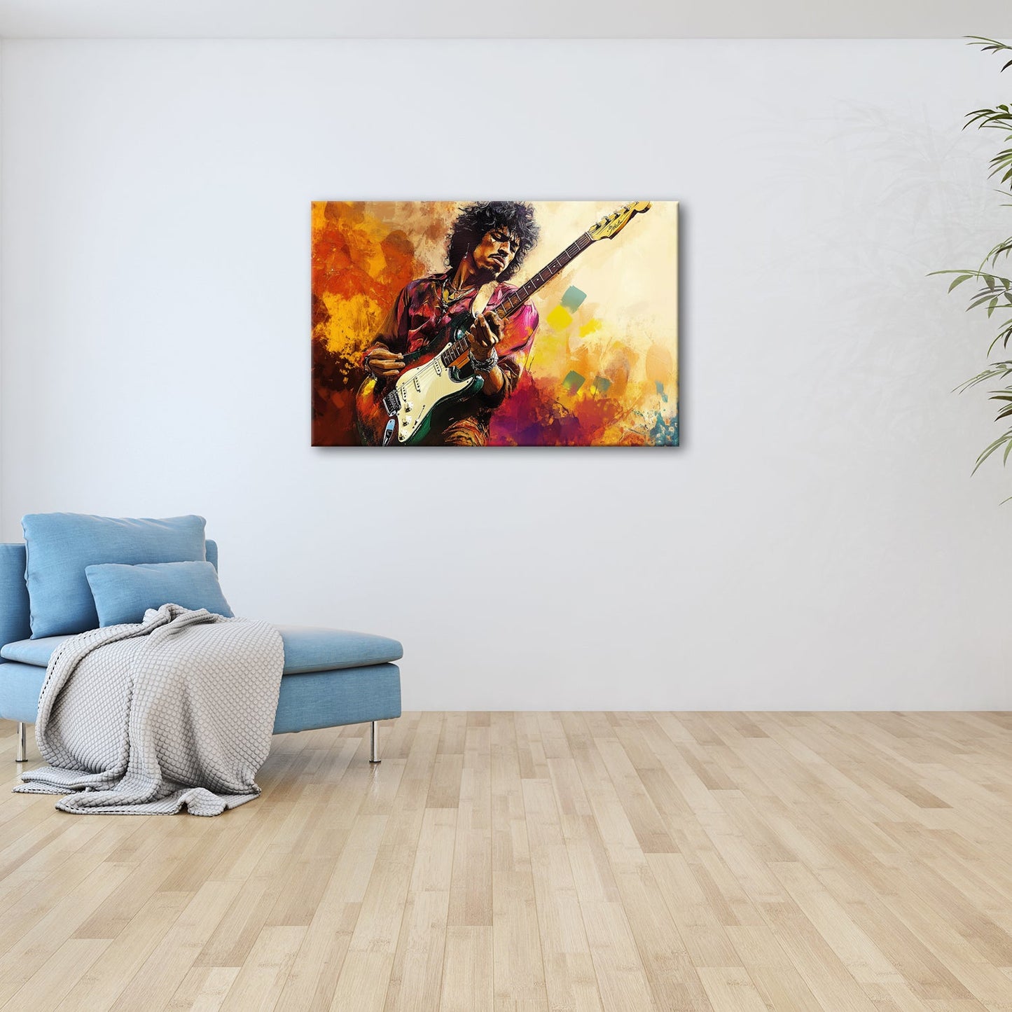 Leinwandbild Farbenexplosion – Elektrische Gitarre im Klang XXL - deyoli