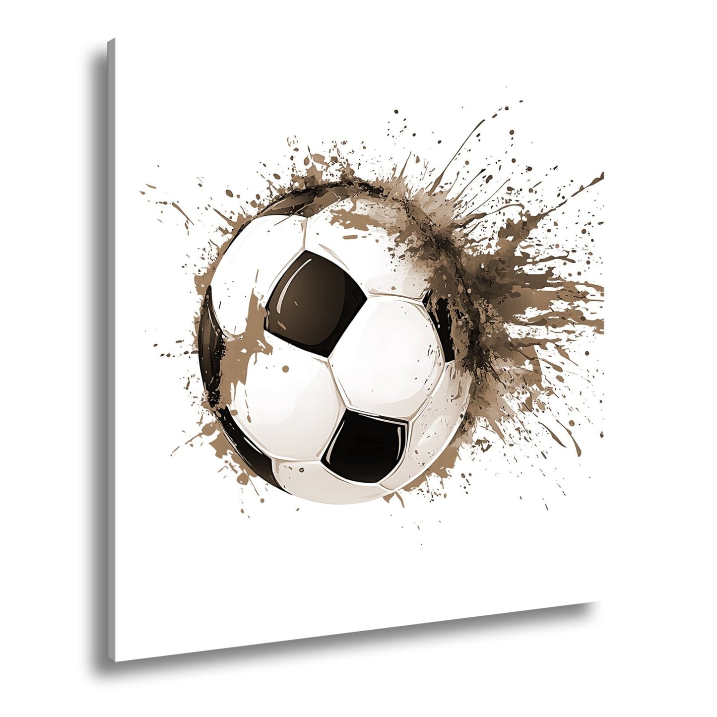 Leinwandbild Farbenexplosion trifft Fußball – Dynamik auf weißer Bühne. - deyoli