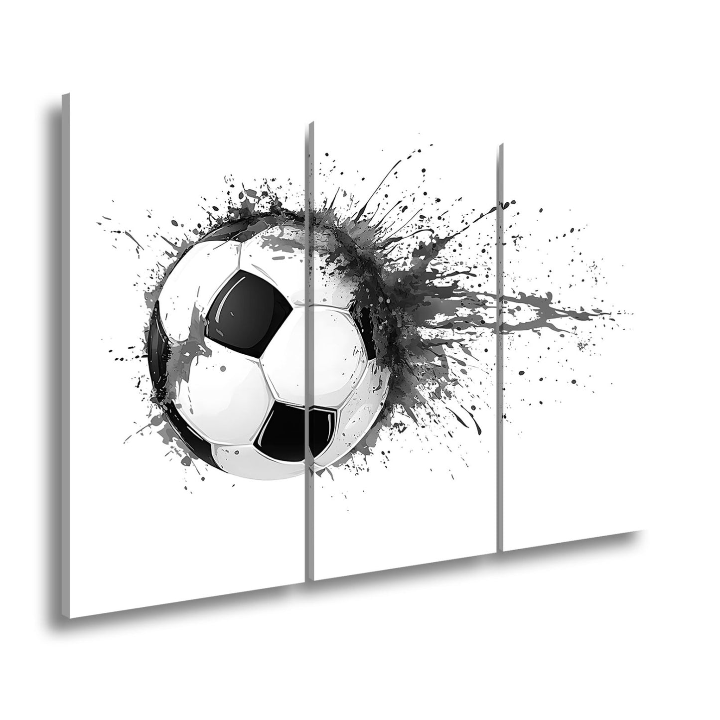 Leinwandbild Farbenexplosion trifft Fußball – Dynamik auf weißer Bühne. - deyoli