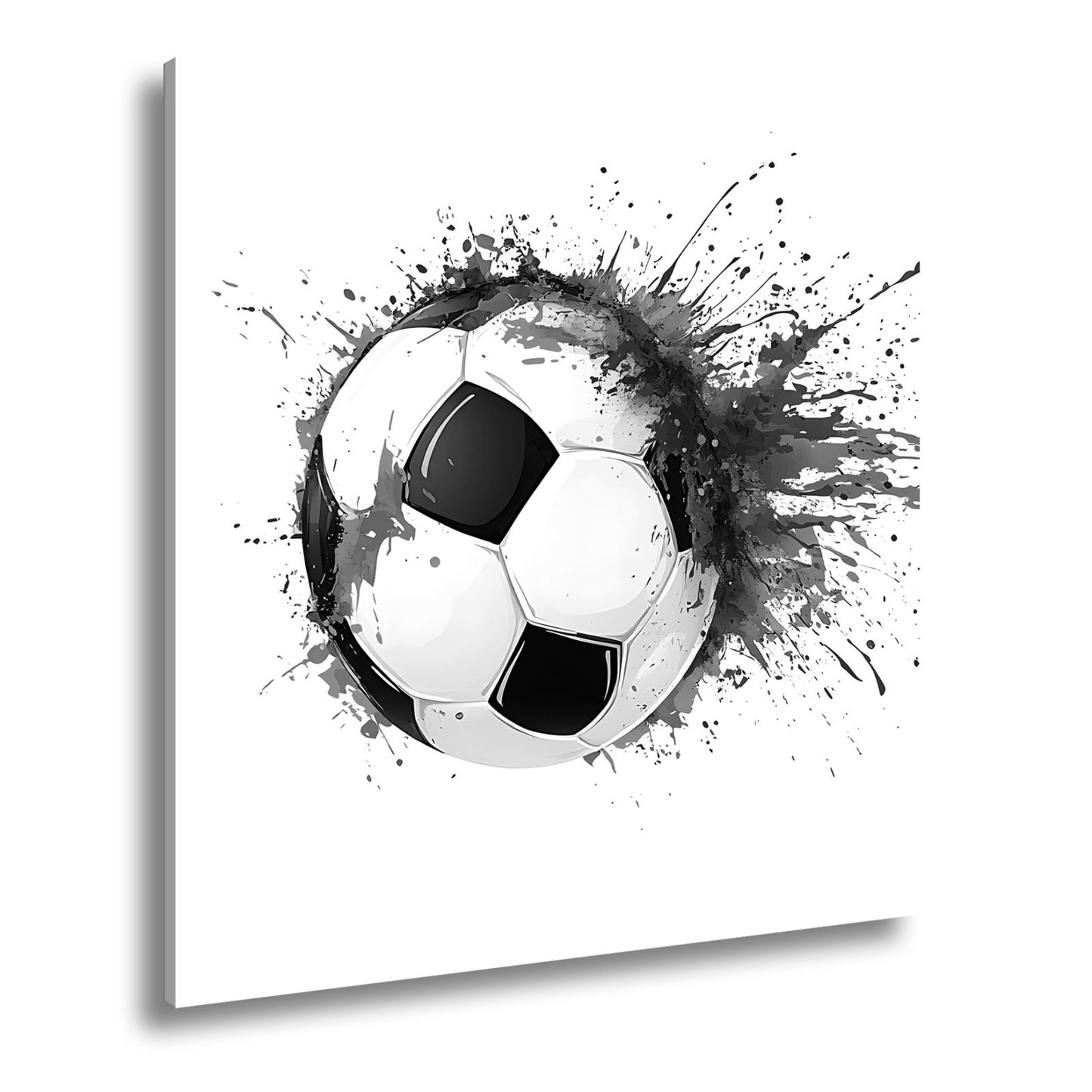 Leinwandbild Farbenexplosion trifft Fußball – Dynamik auf weißer Bühne. - deyoli