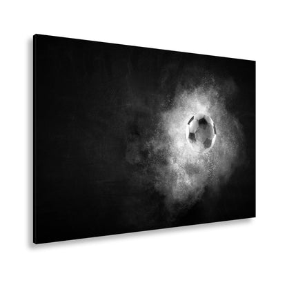 Leinwandbild Farbenexplosion trifft Fußball – ein Spiel wie aus dem Kosmos. - deyoli