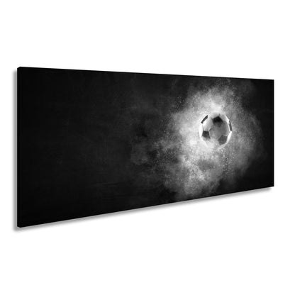 Leinwandbild Farbenexplosion trifft Fußball – ein Spiel wie aus dem Kosmos. - deyoli