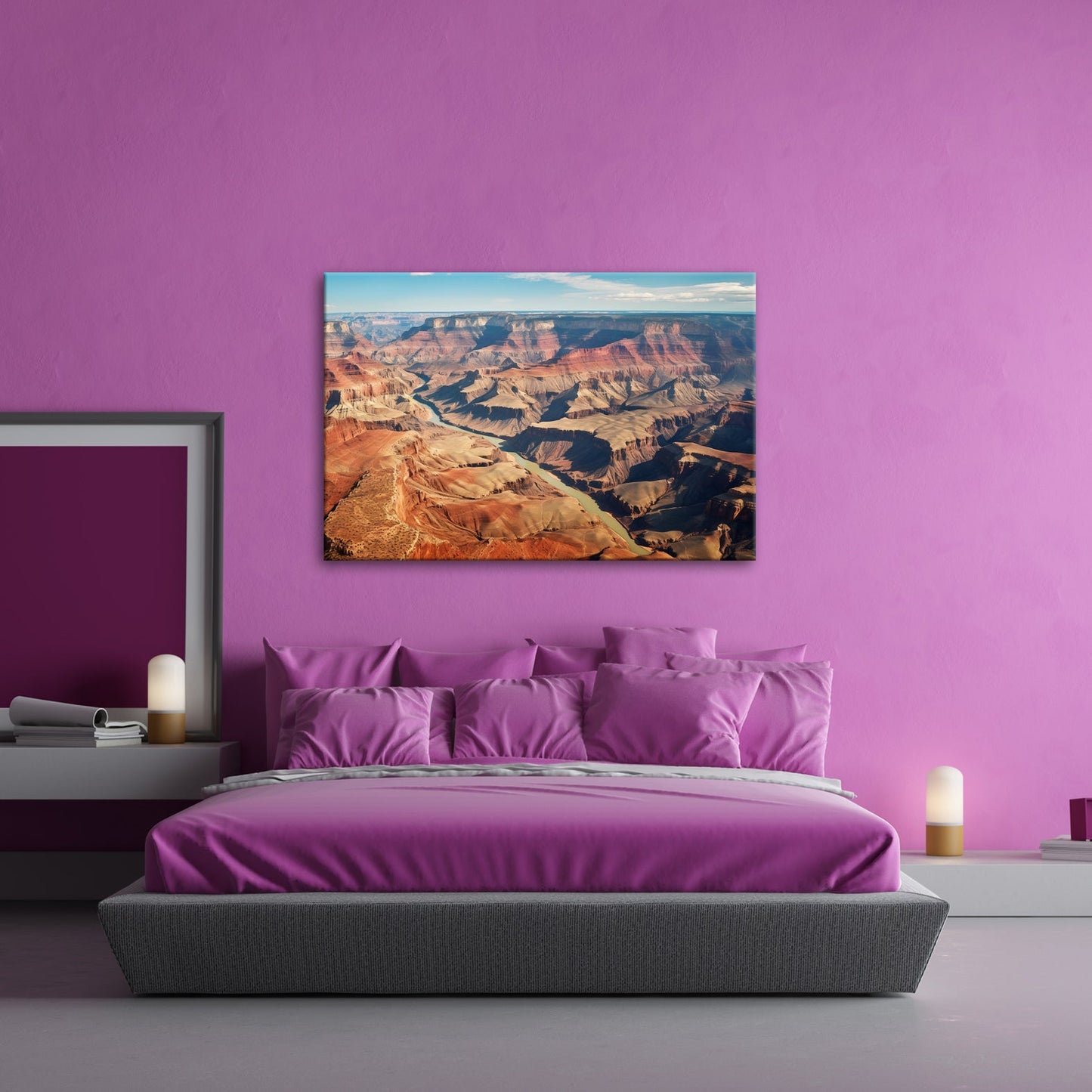 Leinwandbild Farbgewaltiger Blick über den Grand Canyon – Panorama XXL - deyoli