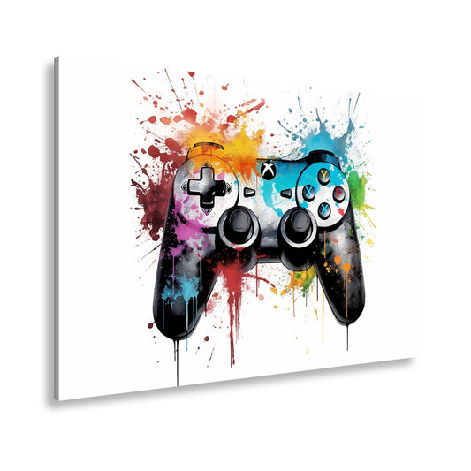 Leinwandbild Farbrausch der Kontrolle – Gaming trifft auf Kunstgewitter. - deyoli