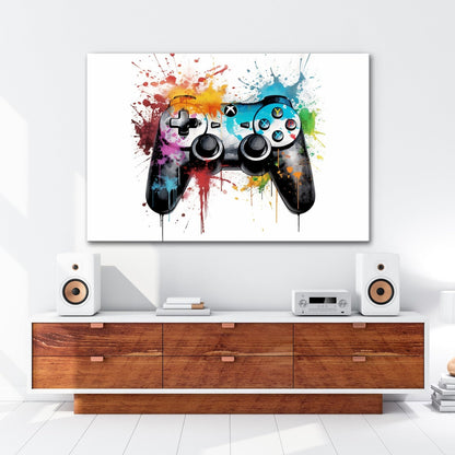 Leinwandbild Farbrausch der Kontrolle – Gaming trifft auf Kunstgewitter. - deyoli