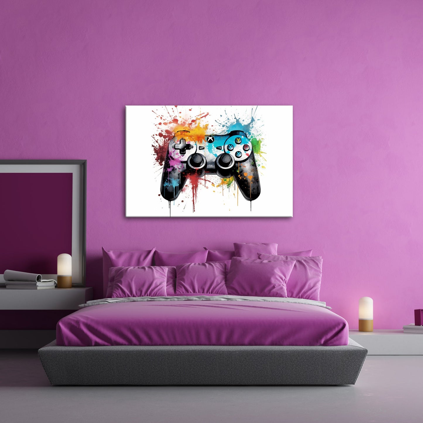 Leinwandbild Farbrausch der Kontrolle – Gaming trifft auf Kunstgewitter. - deyoli