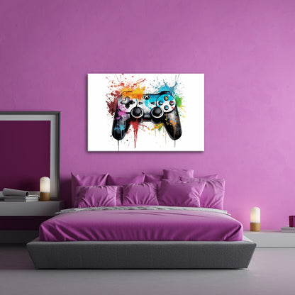 Leinwandbild Farbrausch der Kontrolle – Gaming trifft auf Kunstgewitter. - deyoli