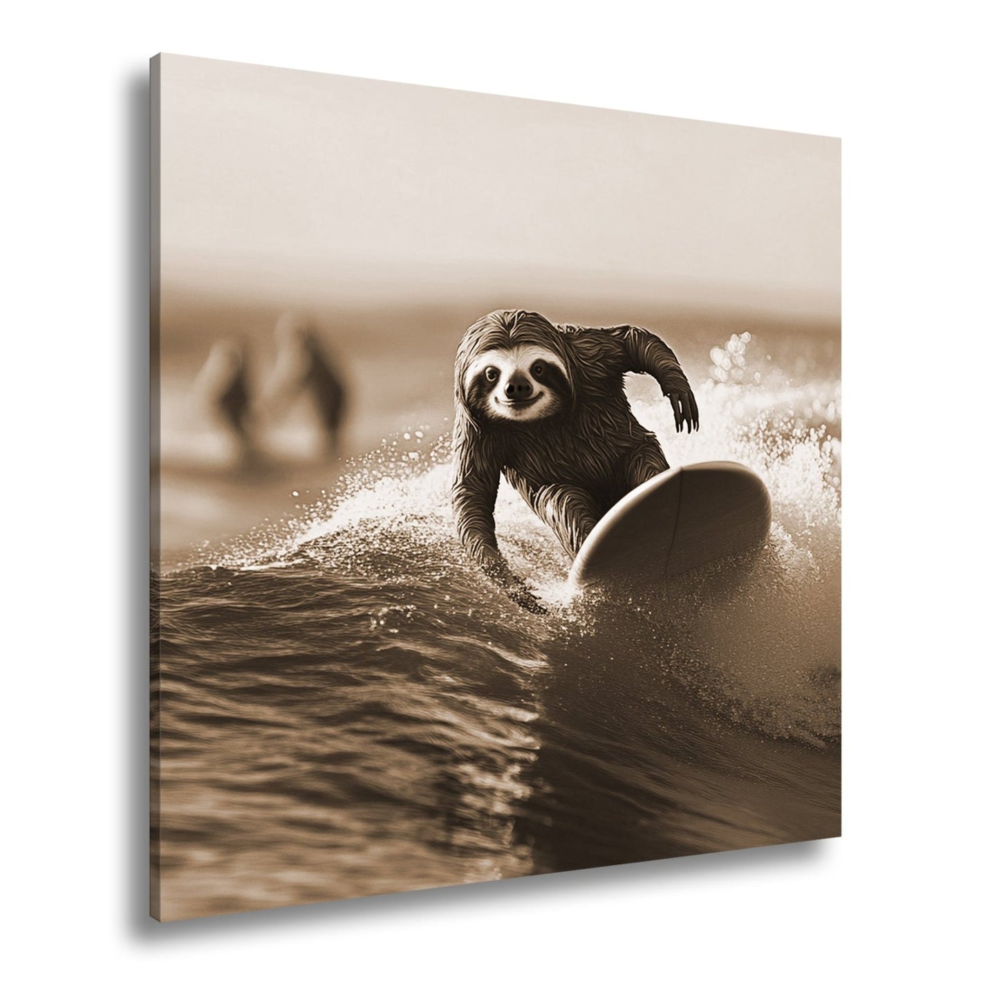 Leinwandbild Faultier auf Welle – Lässiger Surf - Style XXL - deyoli