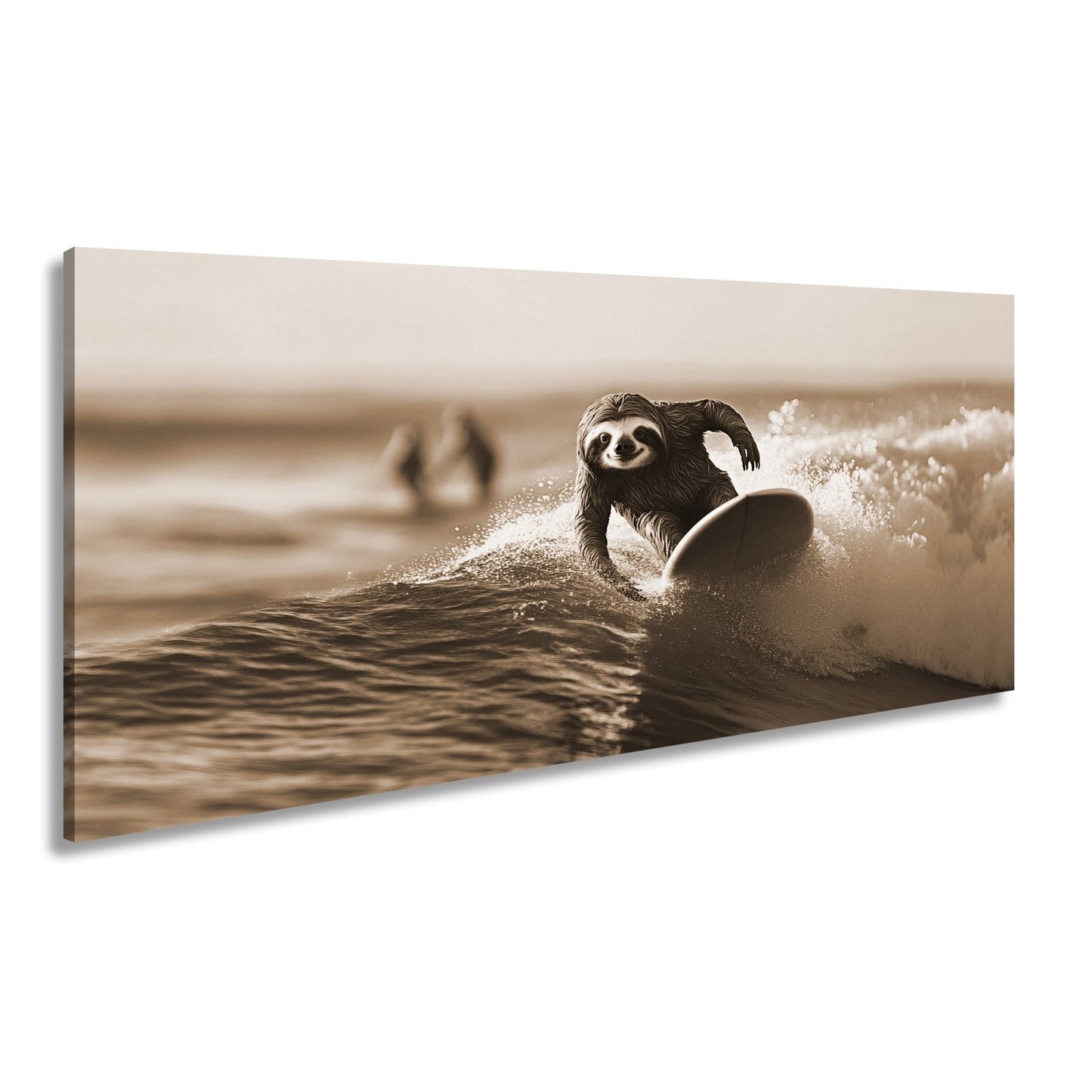 Leinwandbild Faultier auf Welle – Lässiger Surf - Style XXL - deyoli