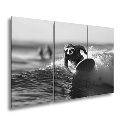 Leinwandbild Faultier auf Welle – Lässiger Surf - Style XXL - deyoli