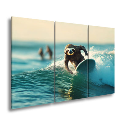 Leinwandbild Faultier auf Welle – Lässiger Surf - Style XXL - deyoli