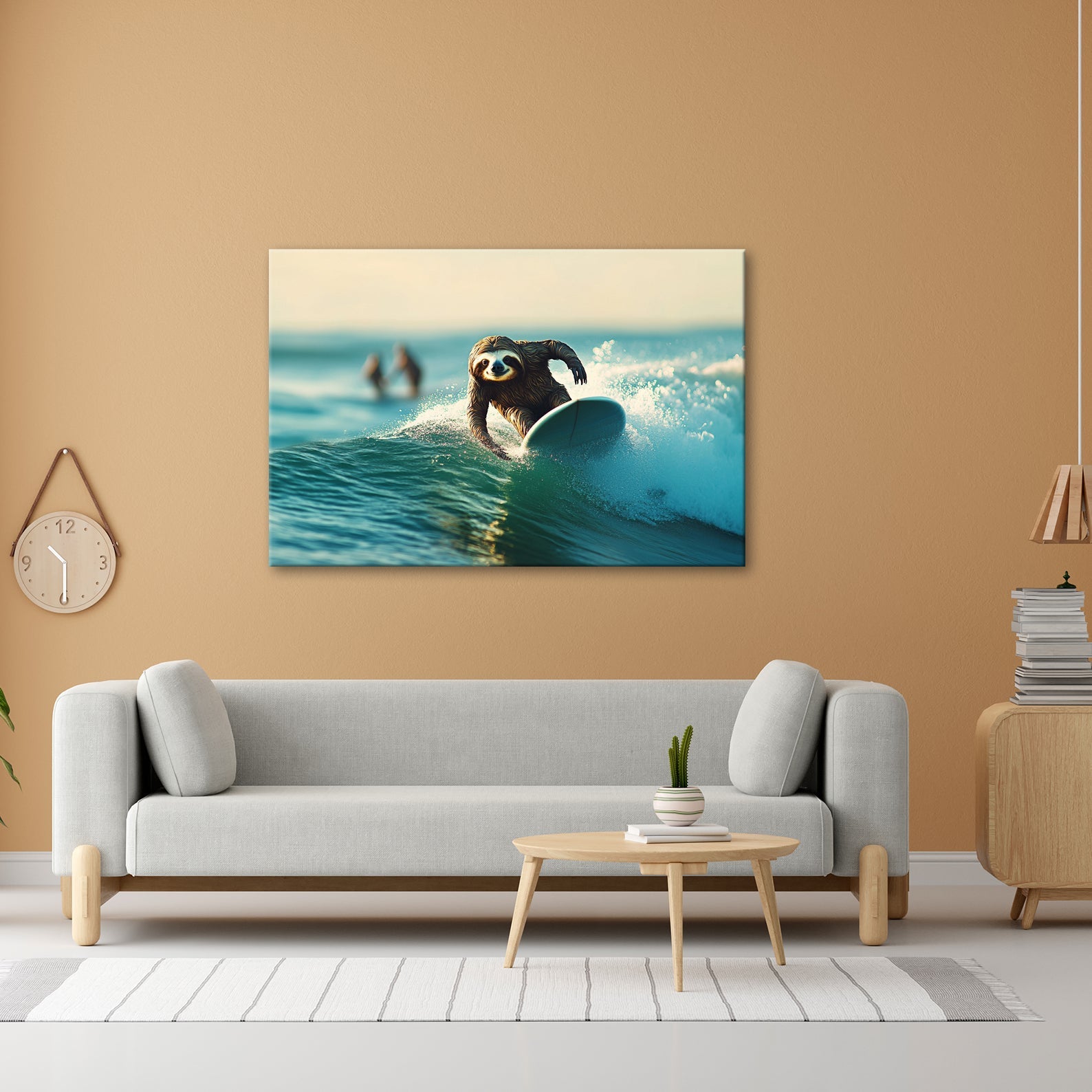 Leinwandbild Faultier auf Welle – Lässiger Surf - Style XXL - deyoli