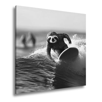Leinwandbild Faultier auf Welle – Lässiger Surf - Style XXL - deyoli