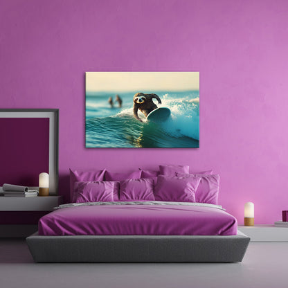 Leinwandbild Faultier auf Welle – Lässiger Surf - Style XXL - deyoli