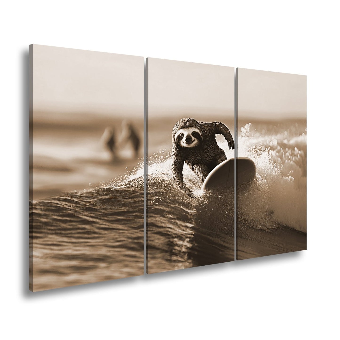 Leinwandbild Faultier auf Welle – Lässiger Surf - Style XXL - deyoli