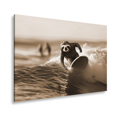 Leinwandbild Faultier auf Welle – Lässiger Surf - Style XXL - deyoli