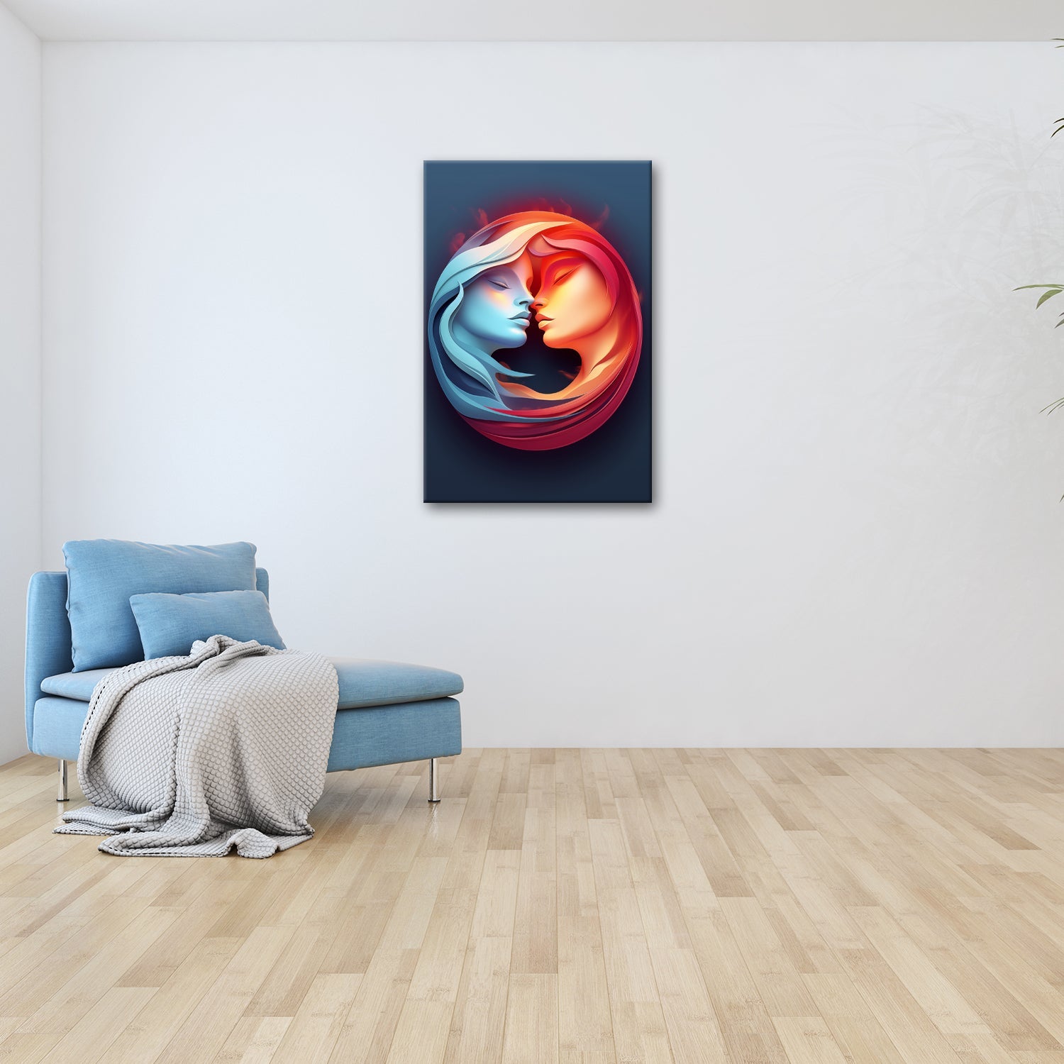Leinwandbild Feuer und Eis vereint in einem sinnlichen, kreisenden Portrait - deyoli