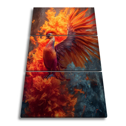 Leinwandbild Feuervogel erhebt sich aus lodernden Flammen XXL – Fantasy Phönix - deyoli