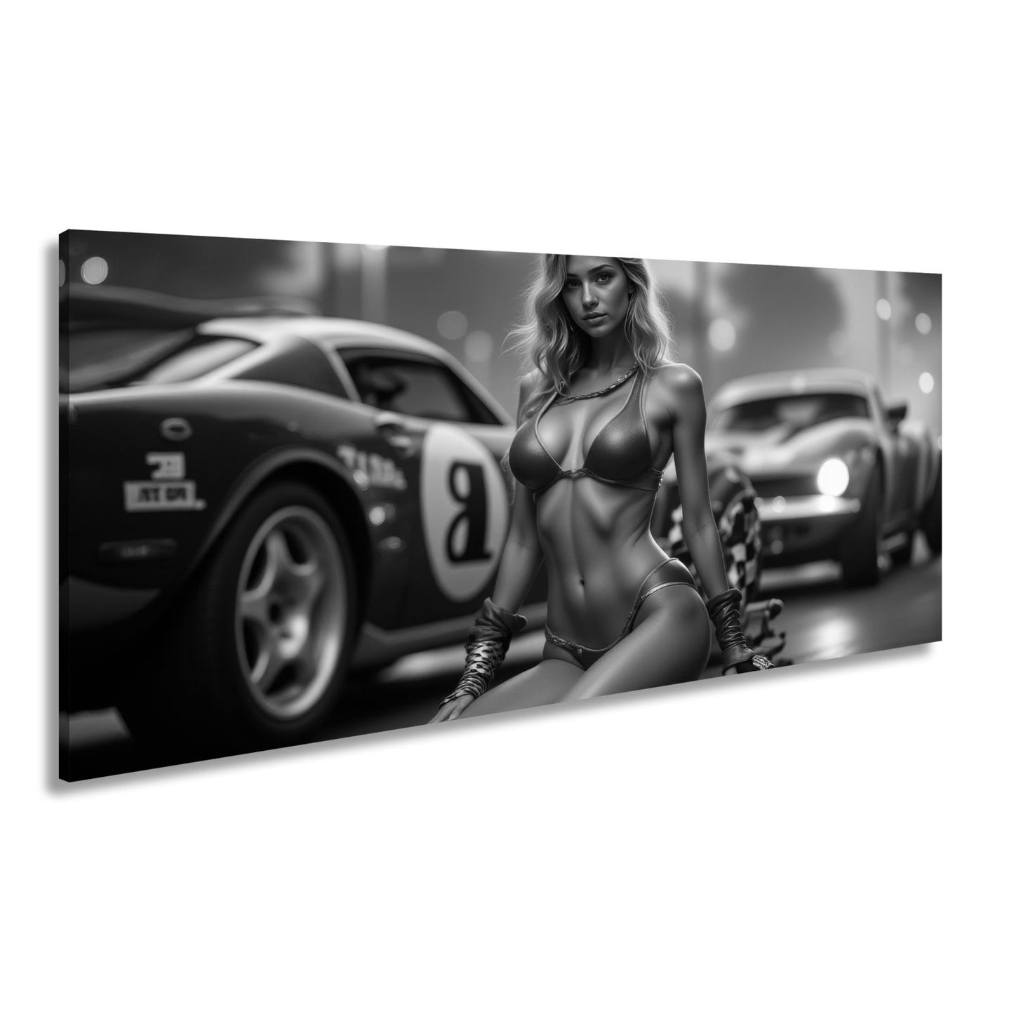 Leinwandbild Feurige Grid - Girl - Eleganz zwischen röhrenden Motoren - deyoli