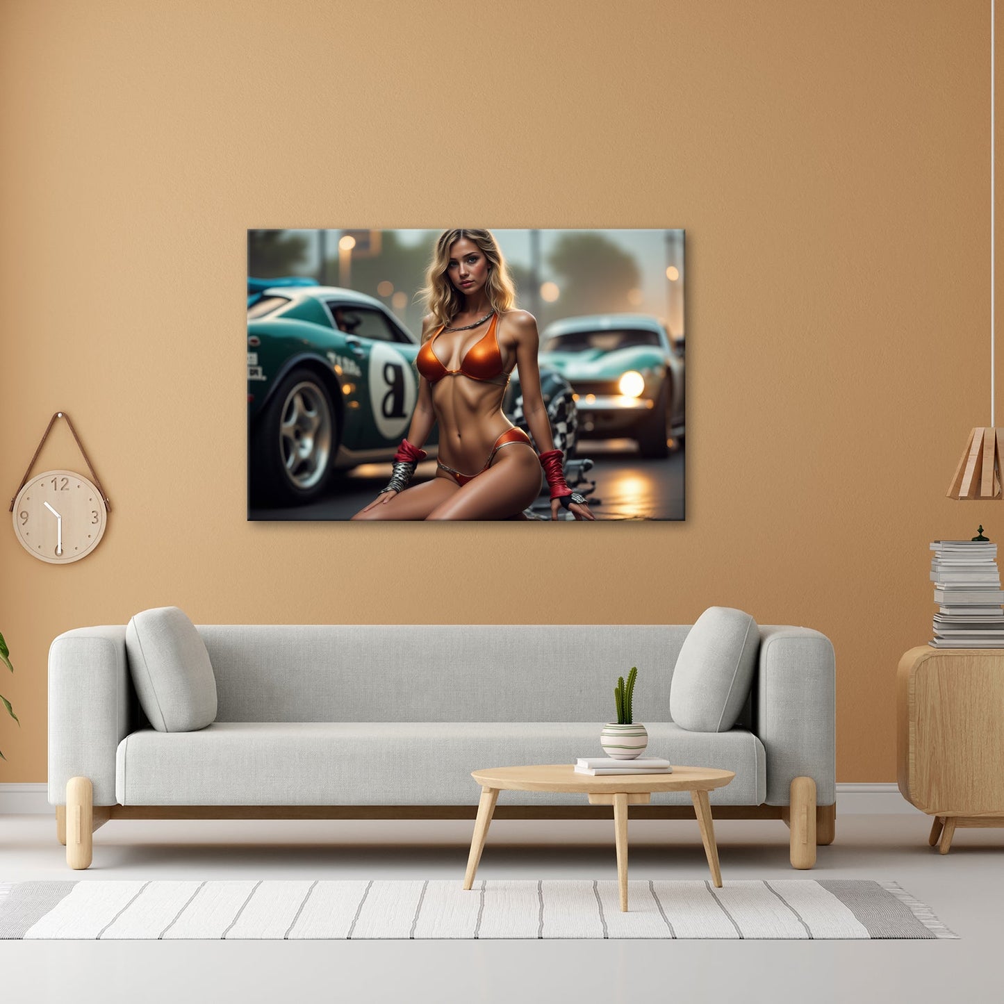 Leinwandbild Feurige Grid - Girl - Eleganz zwischen röhrenden Motoren - deyoli