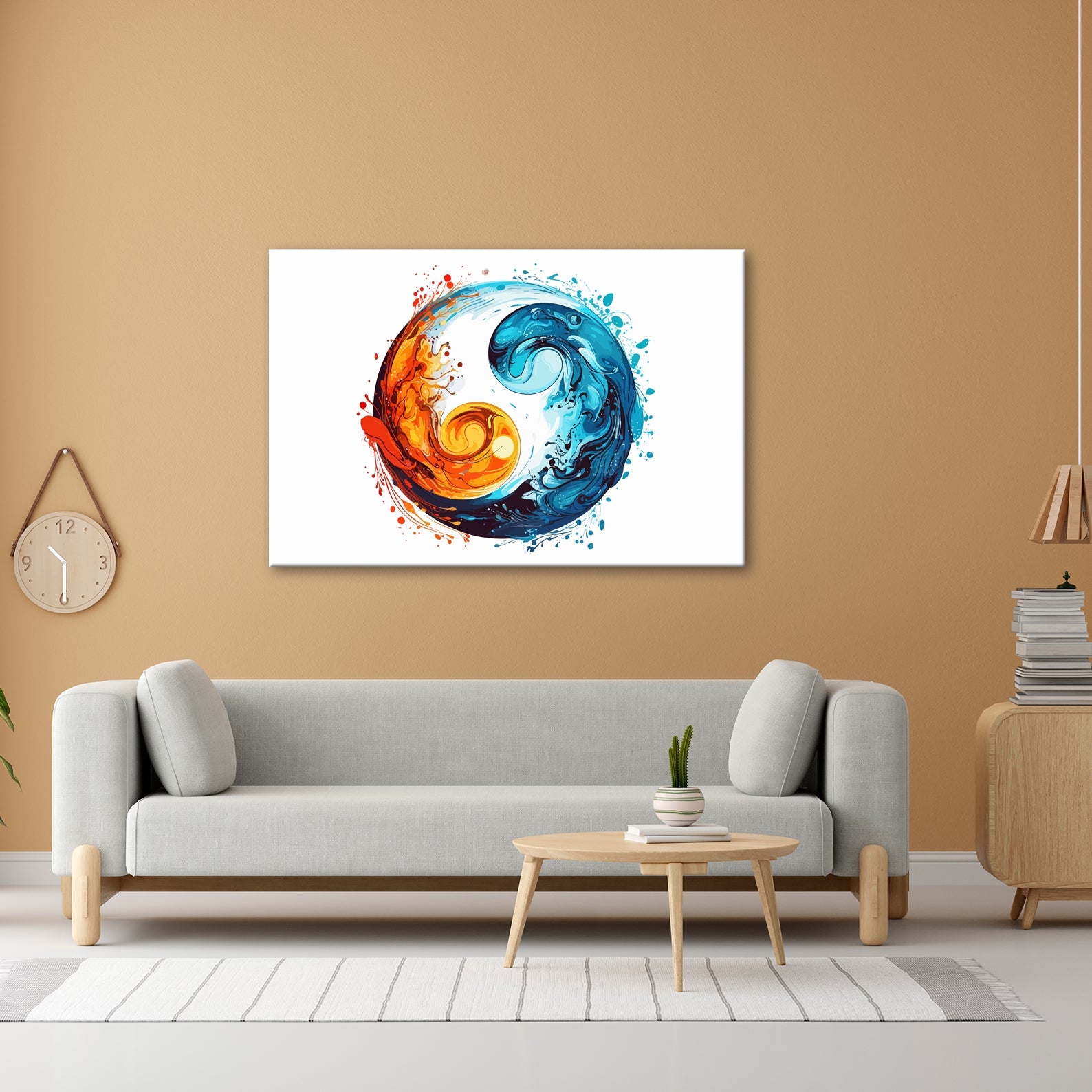 Leinwandbild Feuriges Yin und eisiges Yang in wirbelnder Balance - deyoli