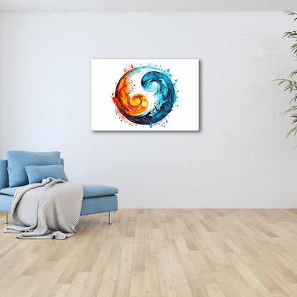 Leinwandbild Feuriges Yin und eisiges Yang in wirbelnder Balance - deyoli