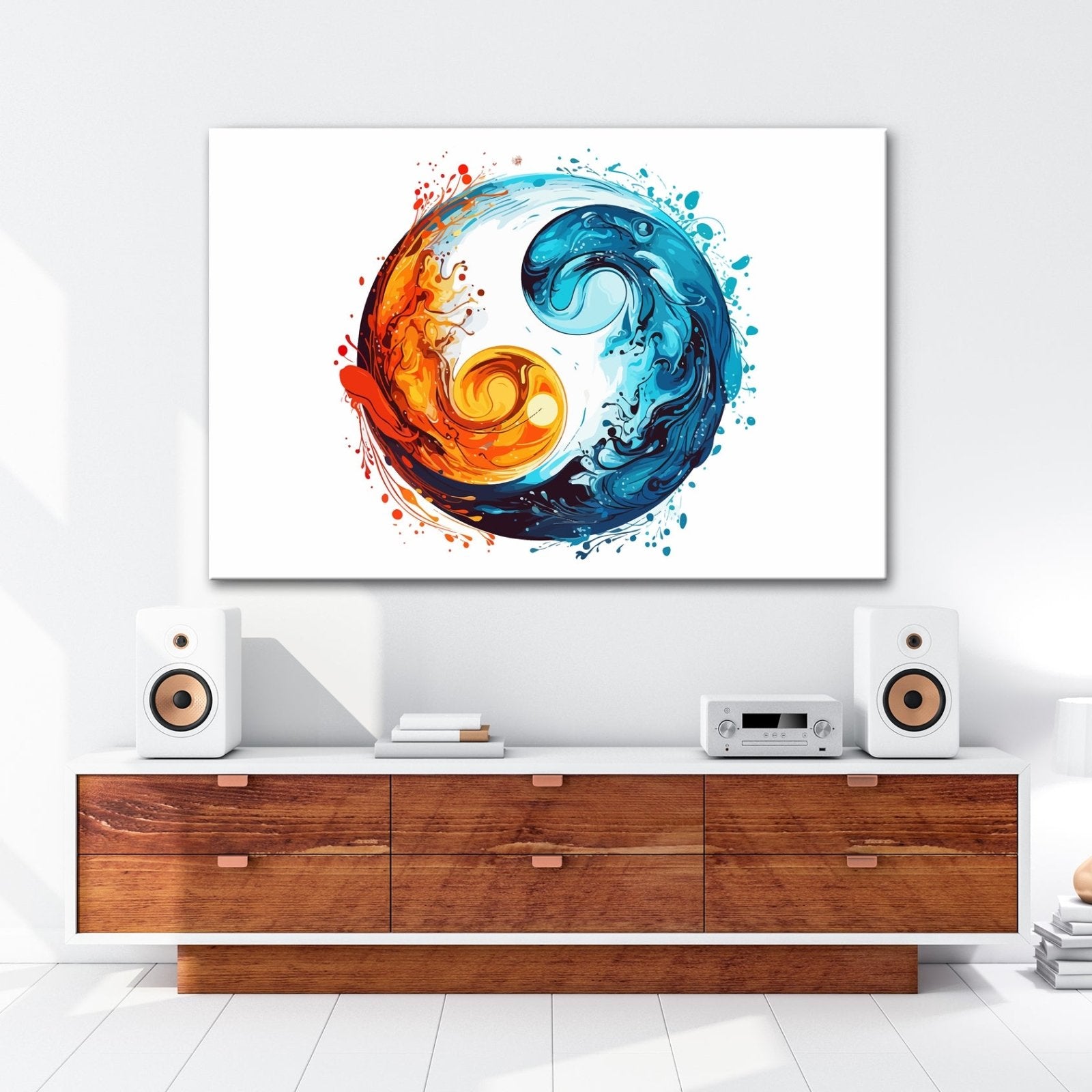 Leinwandbild Feuriges Yin und eisiges Yang in wirbelnder Balance - deyoli