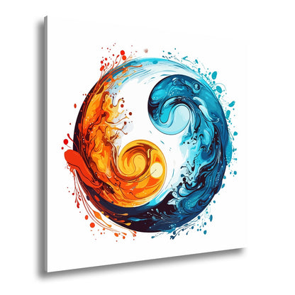 Leinwandbild Feuriges Yin und eisiges Yang in wirbelnder Balance - deyoli